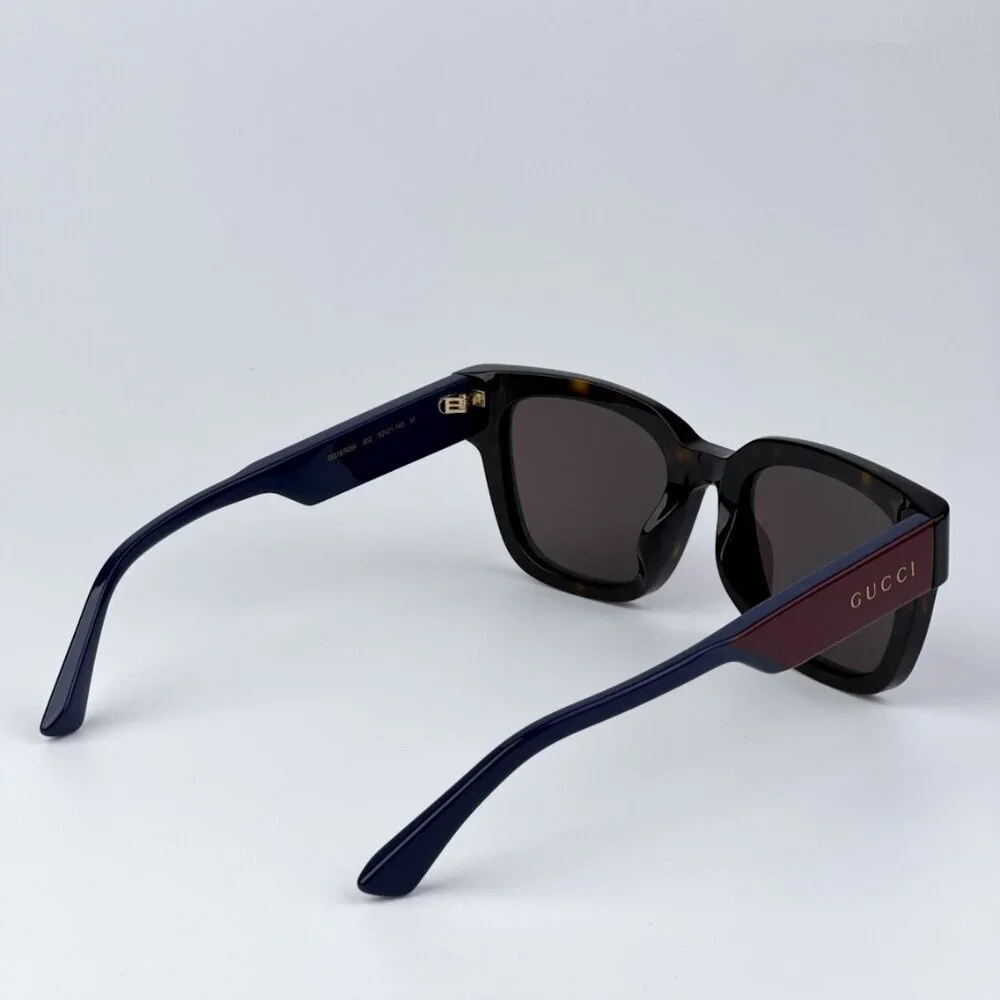 Gucci GG1670SK 002 BRAND NEW Sunglasses Havana Red Blue Grey Unisex Square